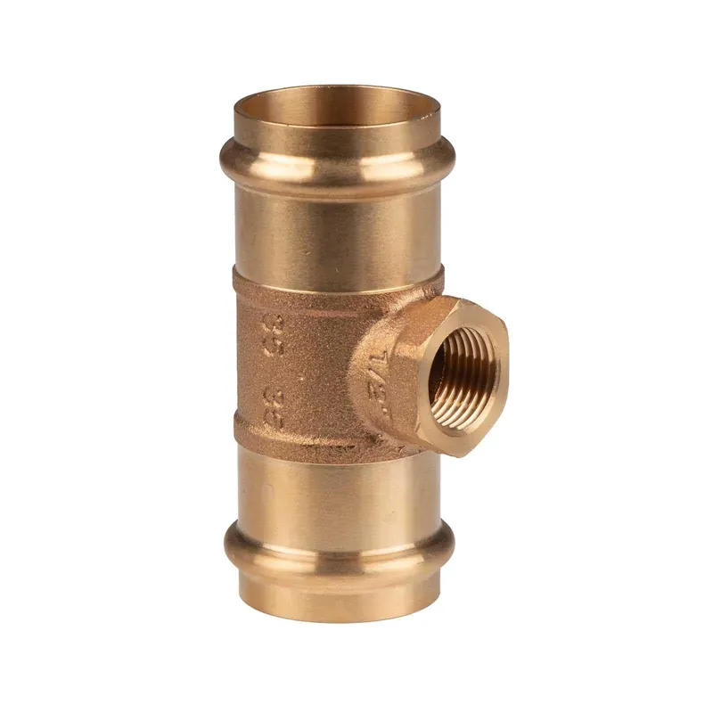 Finale Aktion Kupfer Pressfitting T-Stück aus Rotguss 35 mm - 1/2" IG - 35 mm V+M-Kontur DVGW
