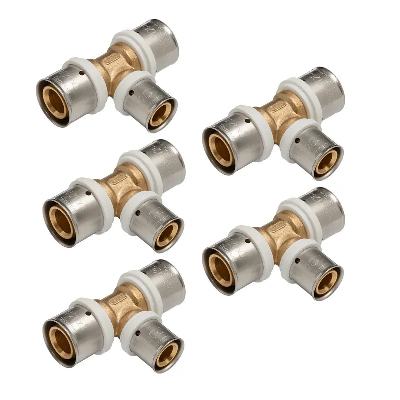 Abverkauf Selfio-Press Aluverbund Pressfitting T-Stück Mittelabgang reduziert 26 x 3 - 20 x 2 - 26 x 3 TH + U Kontur DVGW - 5 Stück