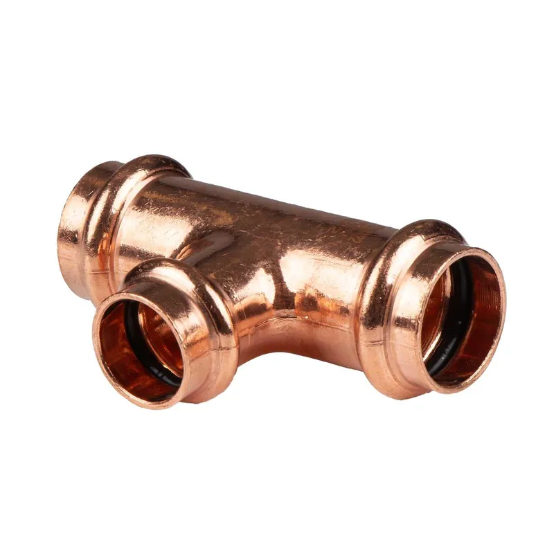 Kupfer Pressfitting T-Stück Mittelgang reduziert 22 x 18 x 22 mm V+M-Kontur DVGW Rabatt