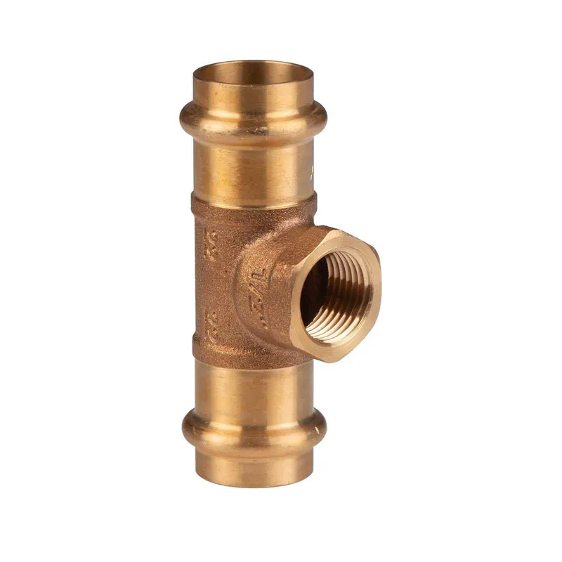 Kupfer Pressfitting T-Stück aus Rotguss 22 mm - 1/2" IG - 22 mm V+M-Kontur DVGW Begrenztes Angebot