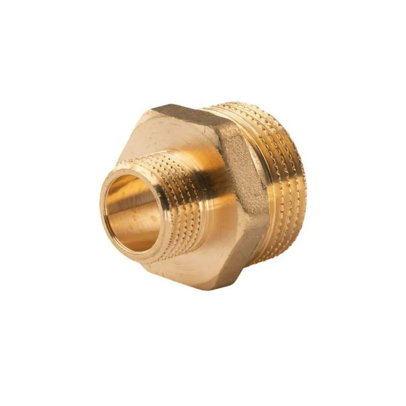 Neuheit Messing Gewinde-Fitting Reduziernippel 1"AG (DN 25) - 1/2"AG (DN 15) - schwere Ausführung