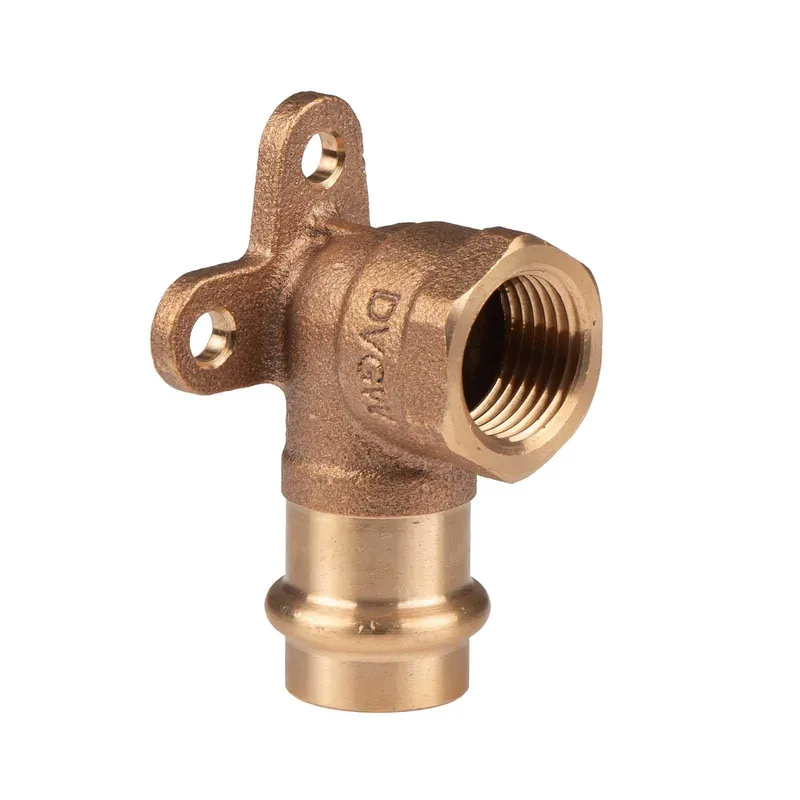 Kupfer Pressfitting Wandwinkel 90° aus Rotguss 18 mm - 1/2" IG V+M-Kontur DVGW Preiswert