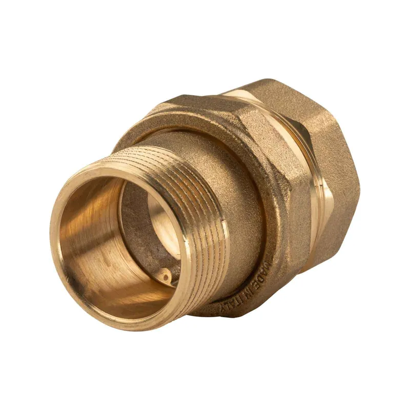 Geprüft Messing Gewinde-Fitting Verschraubung gerade flachdichtend 1 1/4"IG - 1 1/4"AG (DN 32) - schwere Ausführung