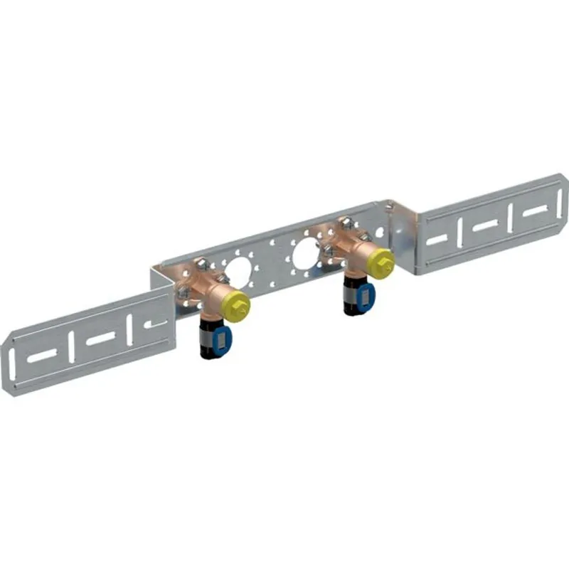 Neu Geberit FlowFit Anschlusswinkel 90 Grad vormontiert 2-fach bleifreier Rotguss 20mm-1/2" L 52mm