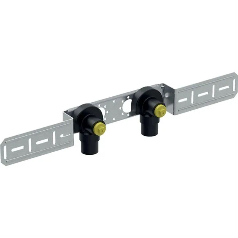 Sonderangebot Geberit FlowFit Anschlusswinkel 90 Grad vormontiert 2-fach bleifreier Rotguss 16mm-1/2" L 52mm