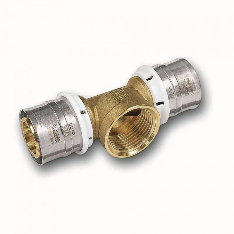 Aluverbund Pressfitting SANHA bleifrei T-Stück Innengewinde 16 x 2 - 1/2" - 16 x 2 Multikontur DVGW Ausverkauf