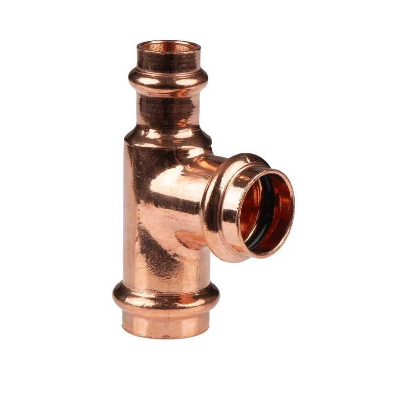 Kupfer Pressfitting T-Stück reduziert 22 x 22 x 15 mm V+M-Kontur DVGW Markenprodukt