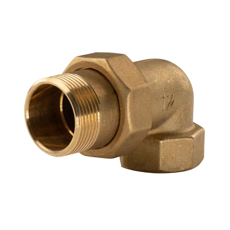 Messing Gewinde-Fitting Winkelverschraubung 90° flachdichtend 1 1/4"IG - 1 1/4"AG (DN 32) - schwere Ausführung Super-Preis