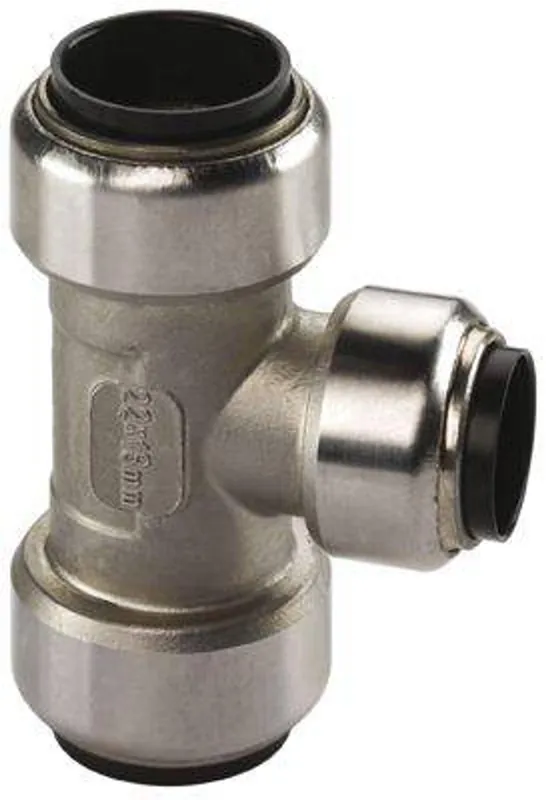 Kracherpreis Edelstahl Steckfitting Tectite T-Stück Mittelabgang reduziert 35 x 22 x 35 mm DVGW