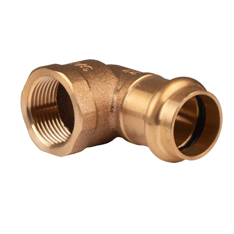 Echt Kupfer Pressfitting Winkel 90° aus Rotguss 22 mm - 3/4" IG V+M-Kontur DVGW