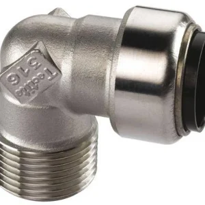 Geprüft Edelstahl Steckfitting Tectite Übergangswinkel 90° Außengewinde 28 mm - 1" DVGW