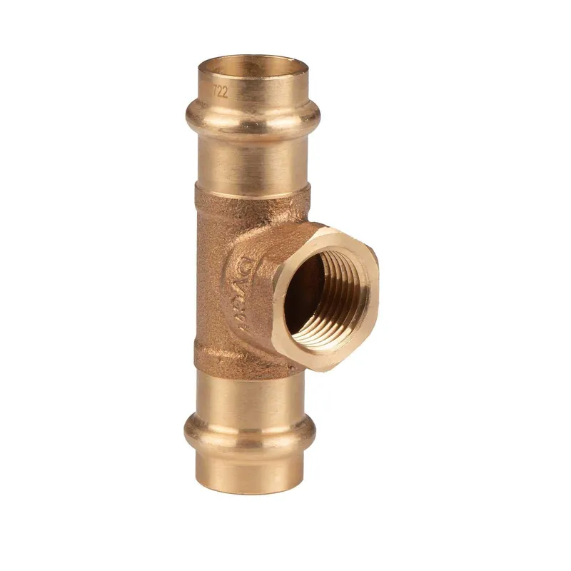 Neue Kollektion Kupfer Pressfitting T-Stück aus Rotguss 18 mm - 1/2" IG - 18 mm V+M-Kontur DVGW