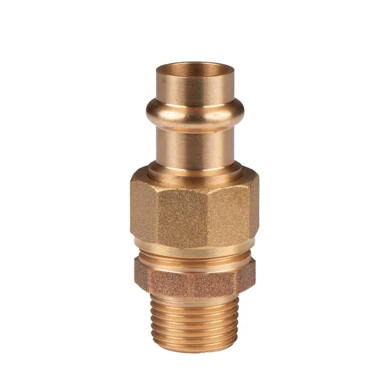 Sofort Bestellen Kupfer Pressfitting Übergangsverschraubung aus Rotguss 15 mm - 1/2" AG (Überwurf) flachdichtend V+M-Kontur DVGW