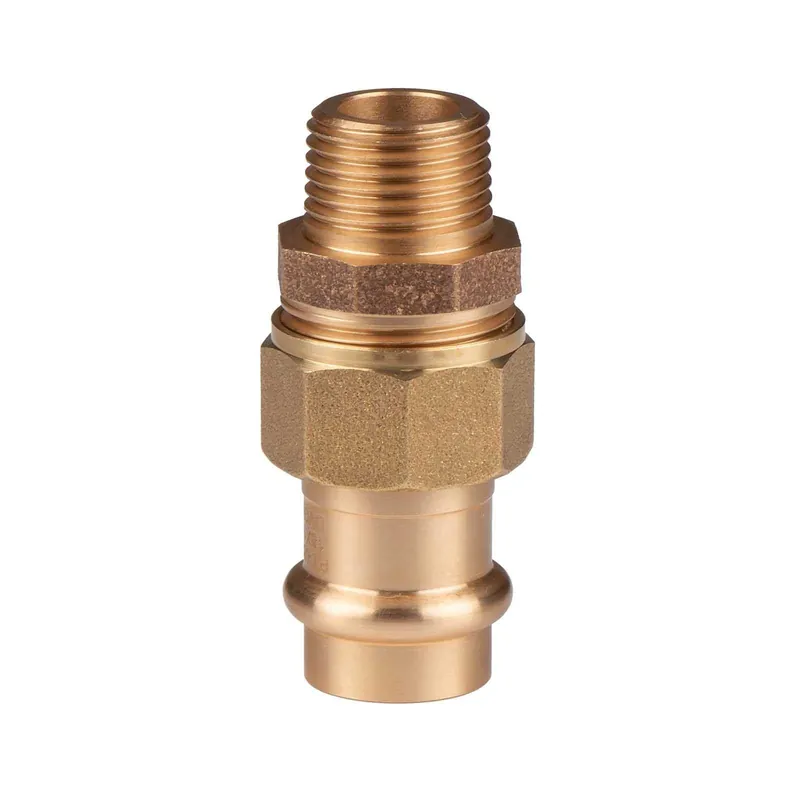 Highlight Kupfer Pressfitting Übergangsverschraubung aus Rotguss 18 mm - 1/2" AG (Überwurf) flachdichtend V+M-Kontur DVGW