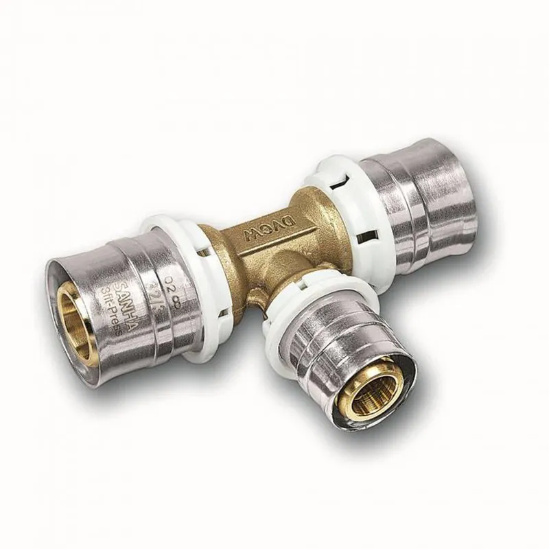 Highlight Aluverbund Pressfitting SANHA bleifrei T-Stück reduziert 40 x 3,5 - 32 x 3 - 32 x 3 Multikontur DVGW