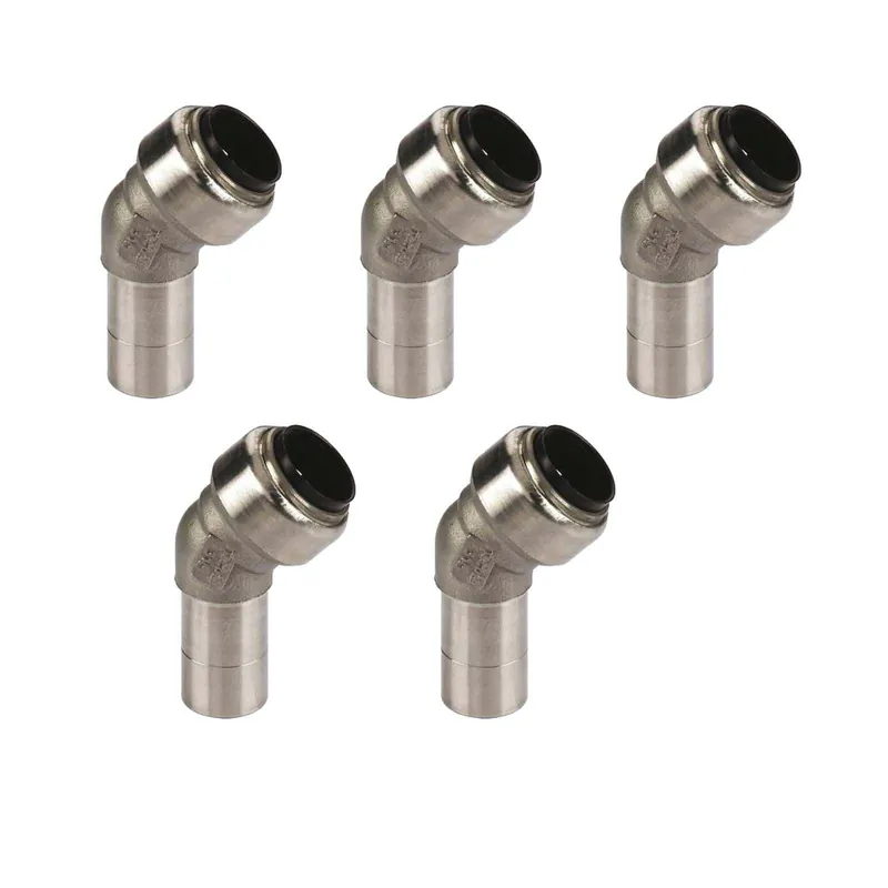 Edelstahl Steckfitting Tectite Bogen 45° 22 mm innen-außen lösbar DVGW 5 Stück Begrenztes Angebot