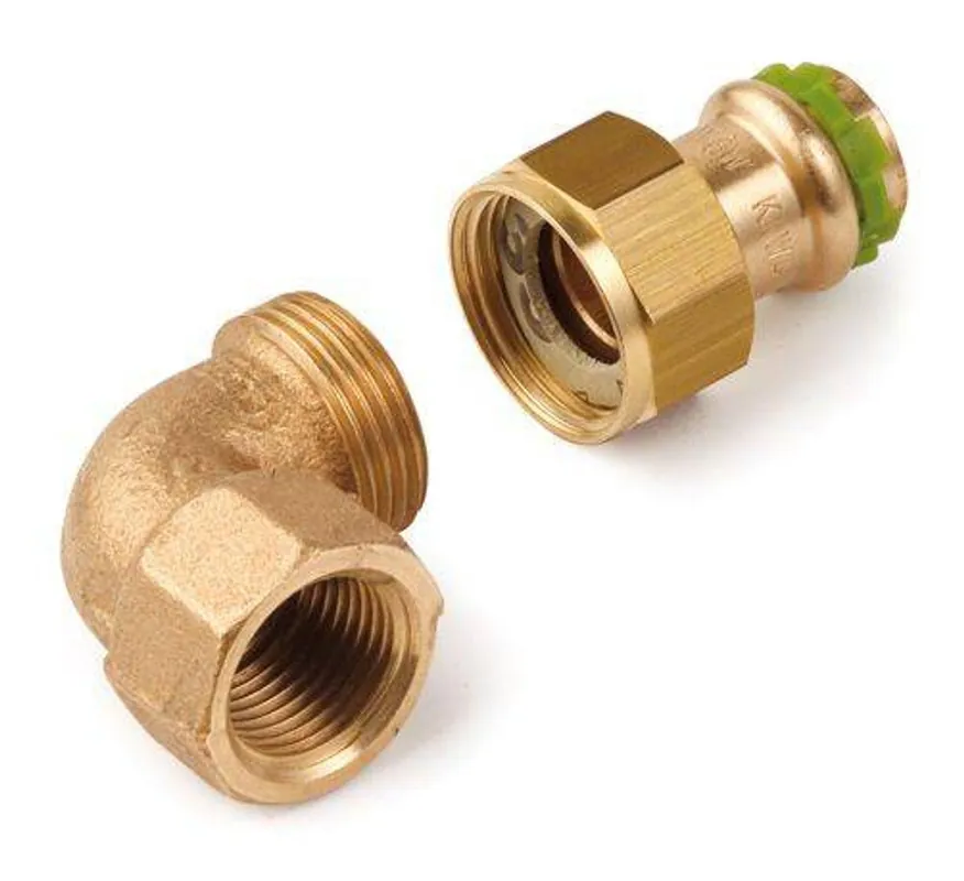 Kupfer Pressfitting Sudo-Press Winkelverschraubung 90° Innengewinde 22 mm - 1" Kontur V DVGW Highlight