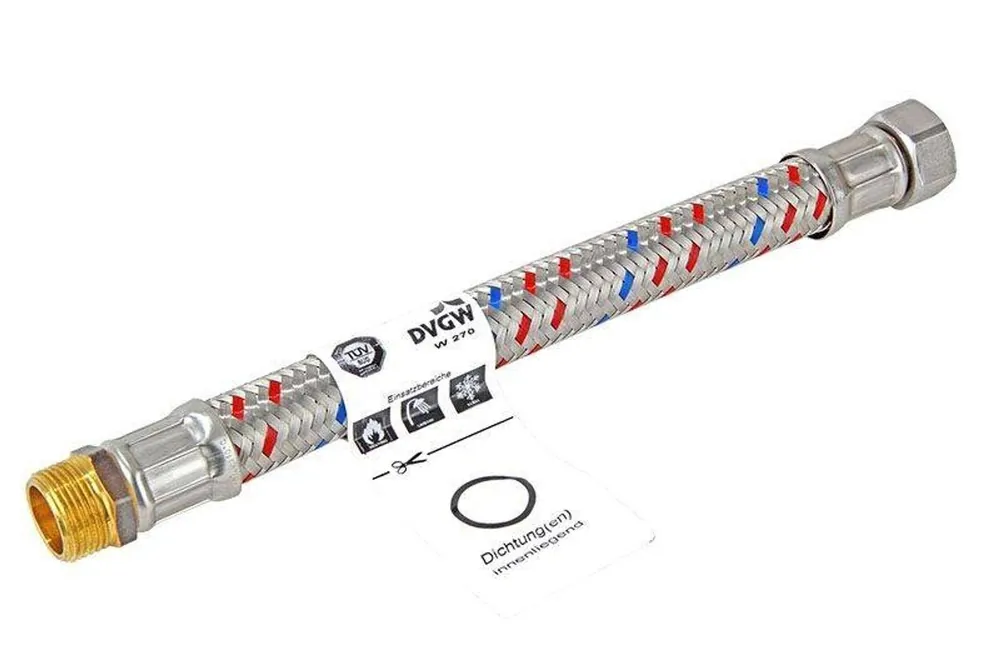 Meibes meiflex Panzerschlauch S/H/K ¾ Zoll IG x ¾ Zoll AG - 300 mm Solange Der Vorrat Reicht