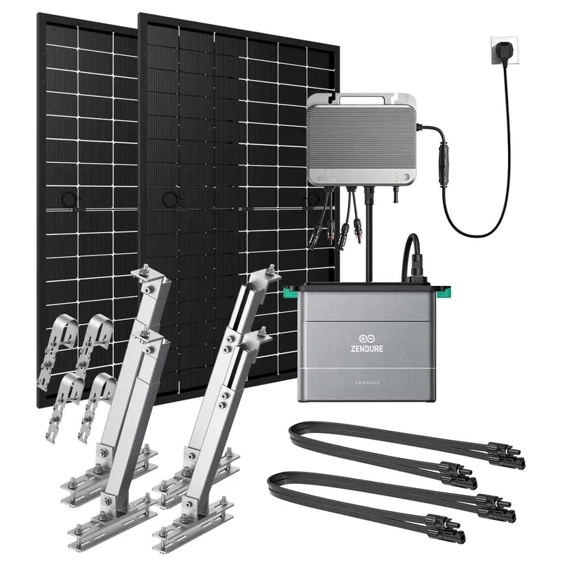 Kracherpreis Zendure + Jolywood Balkonkraftwerk Paket inkl. 2x Jolywood Niwa 450 Wp Glas-Glas Solarmodul + Zendure SolarFlow 800 Bundle
