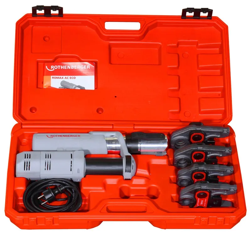 Neu Rothenberger elektrohydraulische Fitting - Pressmaschine ROMAX AC ECO, Set mit Pressbacken Kontur "TH"