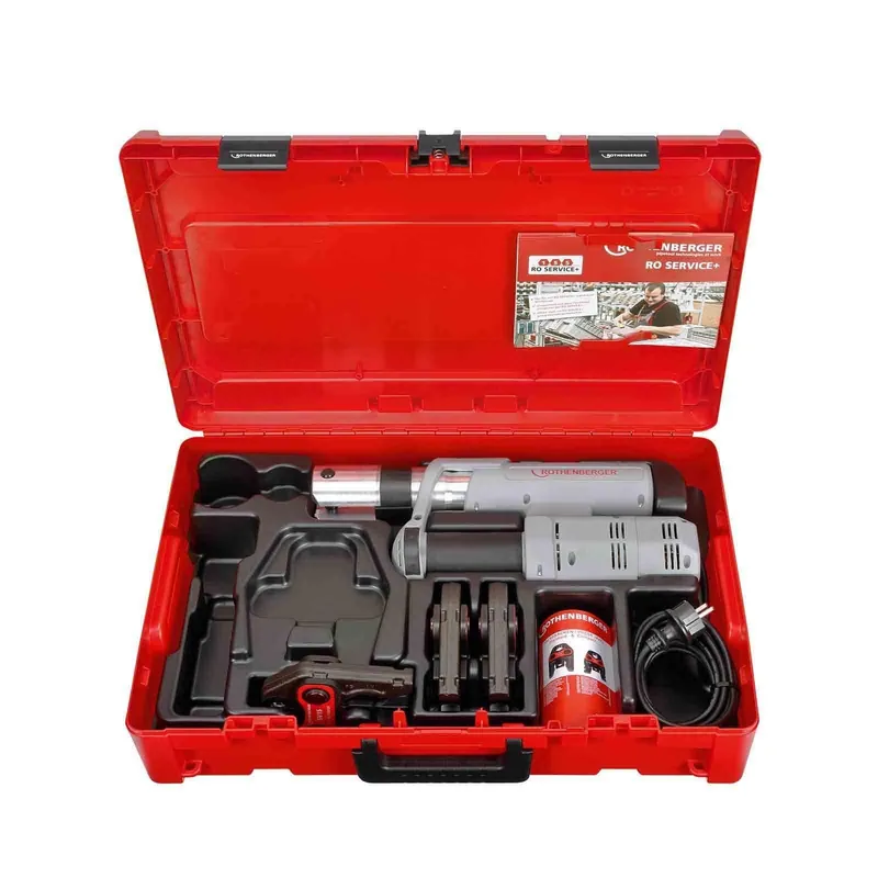 Rothenberger elektrohydraulische Fitting - Pressmaschine ROMAX AC ECO mit Pressbacken-Set M 15-22-28 mm Sichere Zahlung