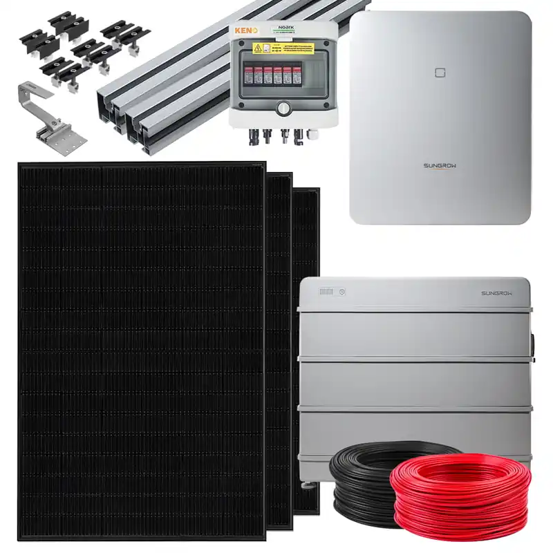 10 kW Solaranlage » 24x Trina Vertex S Glas/Glas 445 Watt Full Black Sungrow 10 kW Hybrid-Wechselrichter Sungrow 9,6 kWh Speicher Echt