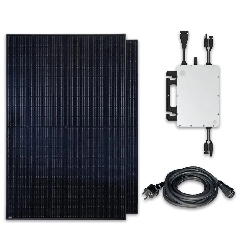 Top-Seller Balkonkraftwerk 800 Watt 2x Trina Solar 440W Full Black Bifacial Glas-Glas Plug Play inkl. Anschlusskabel