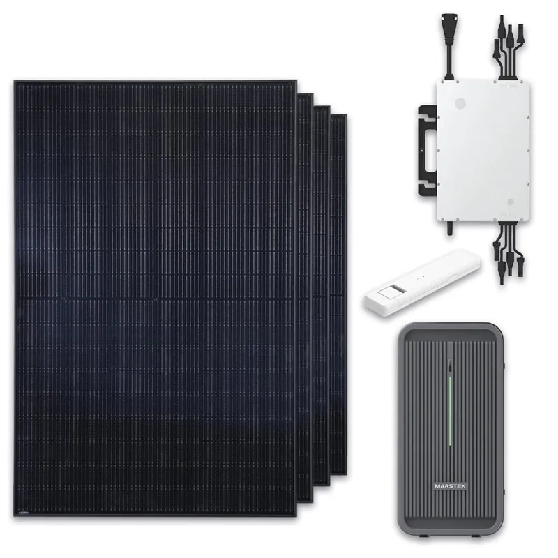 Balkonkraftwerk 1800/800 Watt 4x Trina 440W Full Black Bifacial inkl. Marstek 2.24 kWh LFP Speicher Direktkauf
