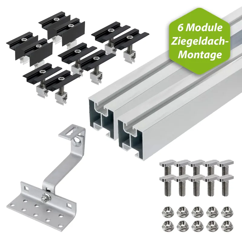 Super-Preis Unterkonstruktion - 6 PV-Module für Ziegeldach-Montage