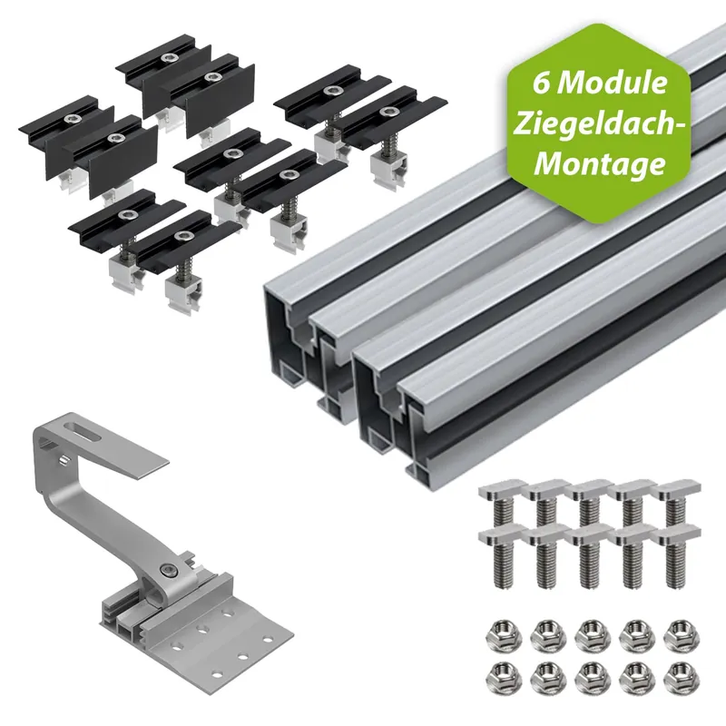 Direktkauf Unterkonstruktion - 6 PV-Module für Ziegeldach-Montage