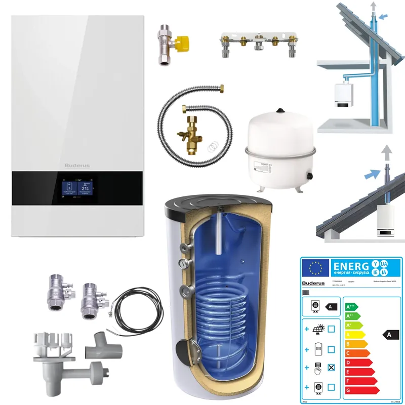 Neuheit Buderus Gas Brennwert Therme Logaplus-Paket GB172i.2-15 W H HT160 ERM w, BC40