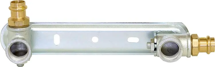 Neue Kollektion Gaszähleranschlußplatte Zweistutzen DN 25 mit Pressübergängen 22 mm