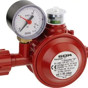 Markenprodukt Niederdruckregler für Flüssiggasfl. KLF R1/4" 1,5kg/h 50mbar f.Flaschen bis 11kg/h mit Überdrucksich.