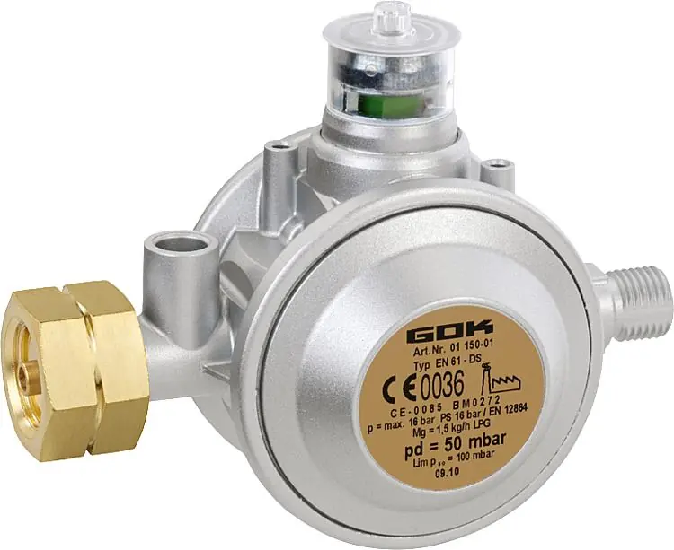 Zertifiziert Niederdruckregler mit Überdrucks. Kombi x 1/4``LH, PN 16