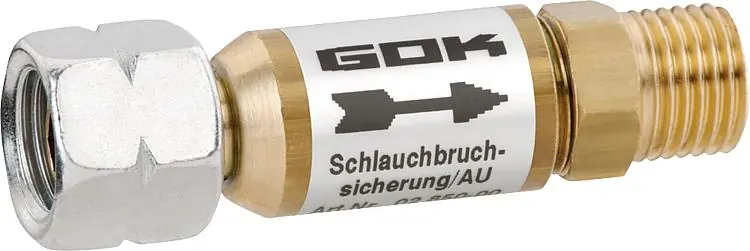Sonderangebot Schlauchbruchsicherung 30 mbar 1,5 kg/h G1/4 LH-ÜM x G1/4 LH-KN