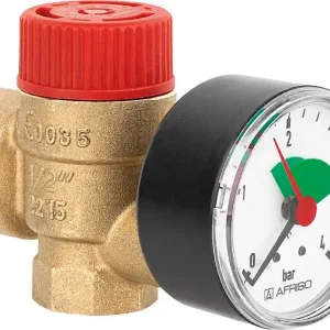 Top-Angebot Afriso Membran-Sicherheitsventil für Heizung mit Manometer, DN15(1/2") IG 3,0 bar