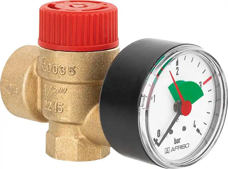 Top-Angebot Afriso Membran-Sicherheitsventil für Heizung mit Manometer, DN15(1/2") IG 3,0 bar