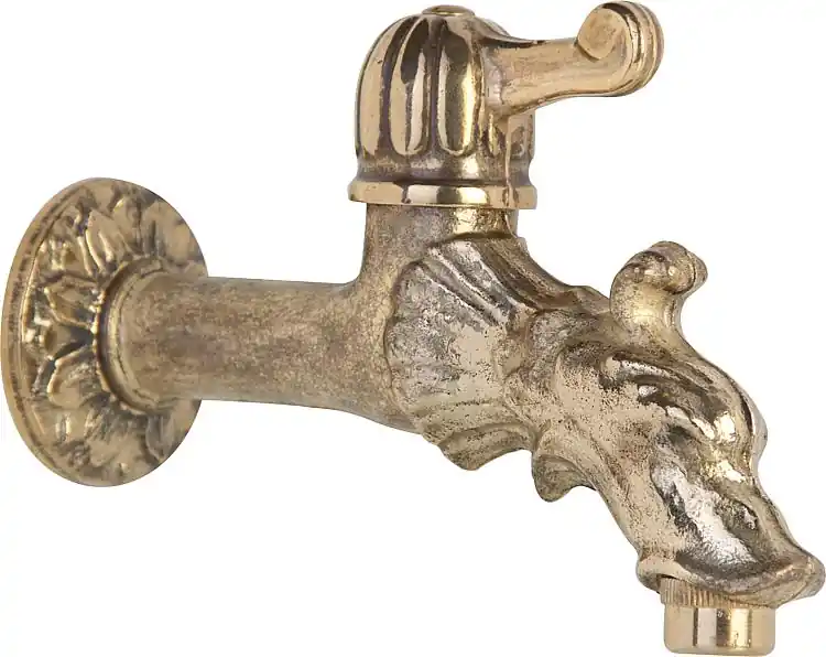 Auslaufventil mit Hebelgriff in Bronze mit Rosette, Wandanschluß 1/2 Sofort Bestellen